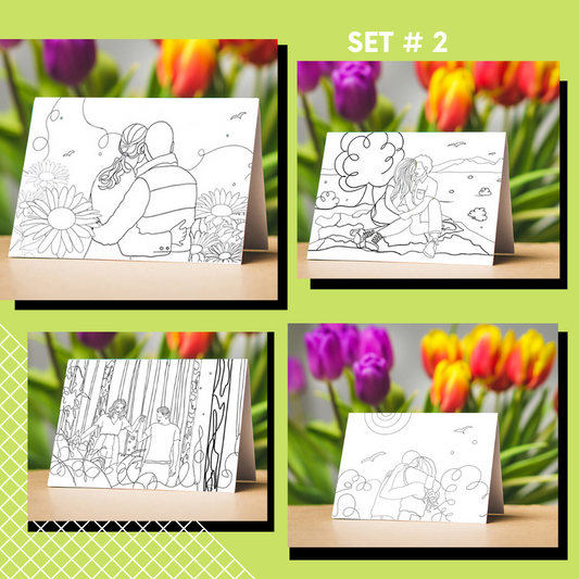 Set of 4 Coloring Cards - Set # 2
